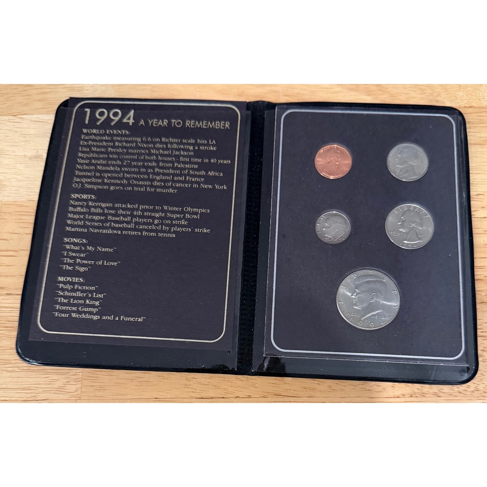 1994 A Year to Remember Coin Set Uncirculated US Mint Coins Birthday Gift Folder